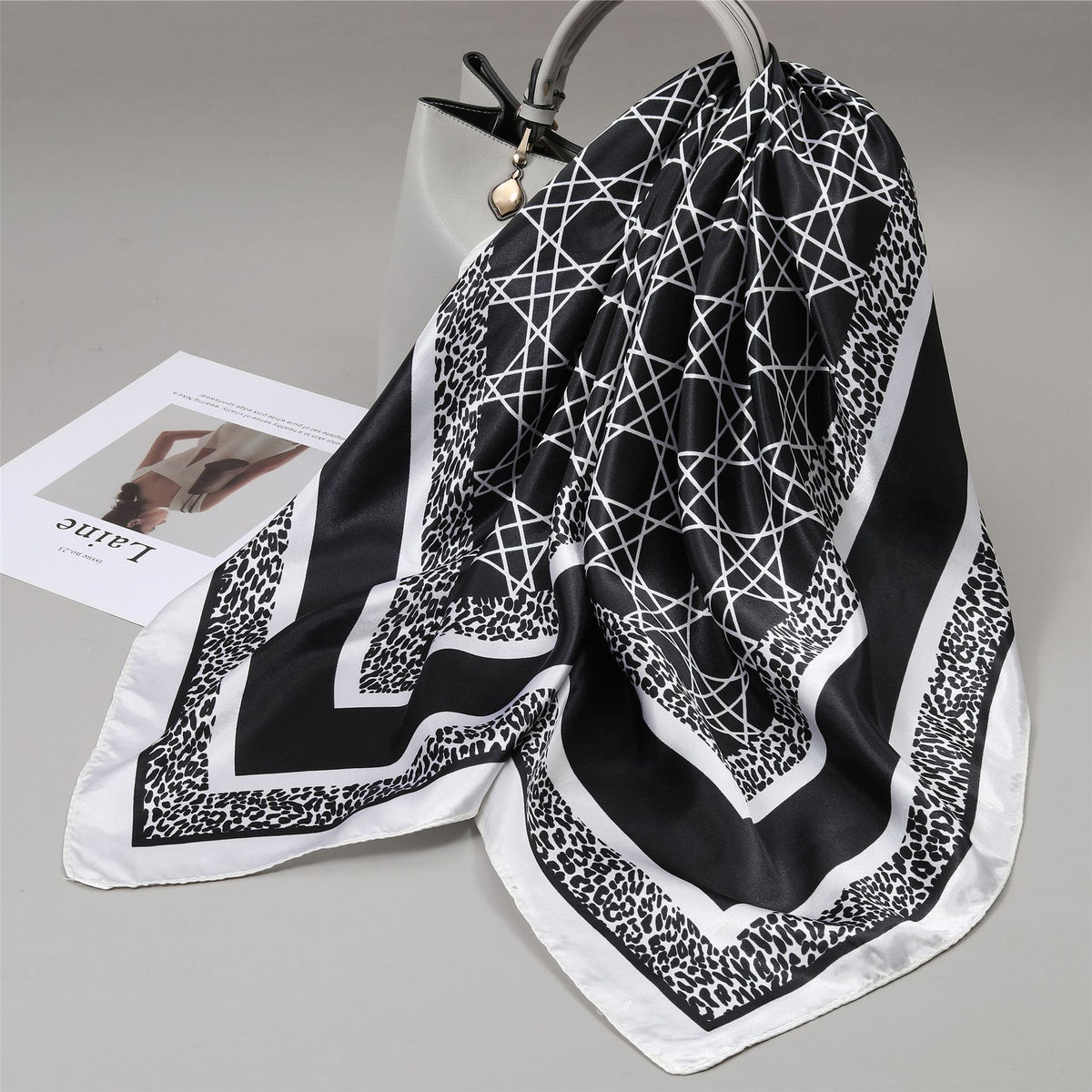 Retro Cashew Pattern Silk Scarf, Large Square Scarf for Women