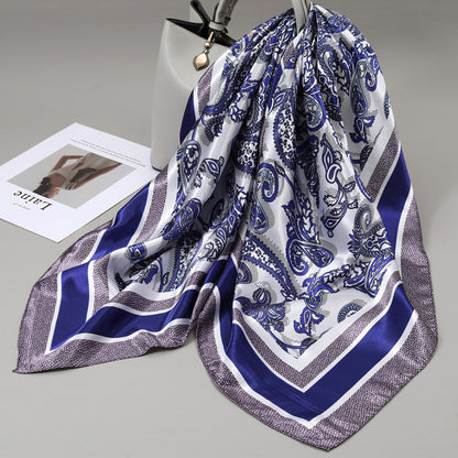 Retro Cashew Pattern Silk Scarf, Large Square Scarf for Women