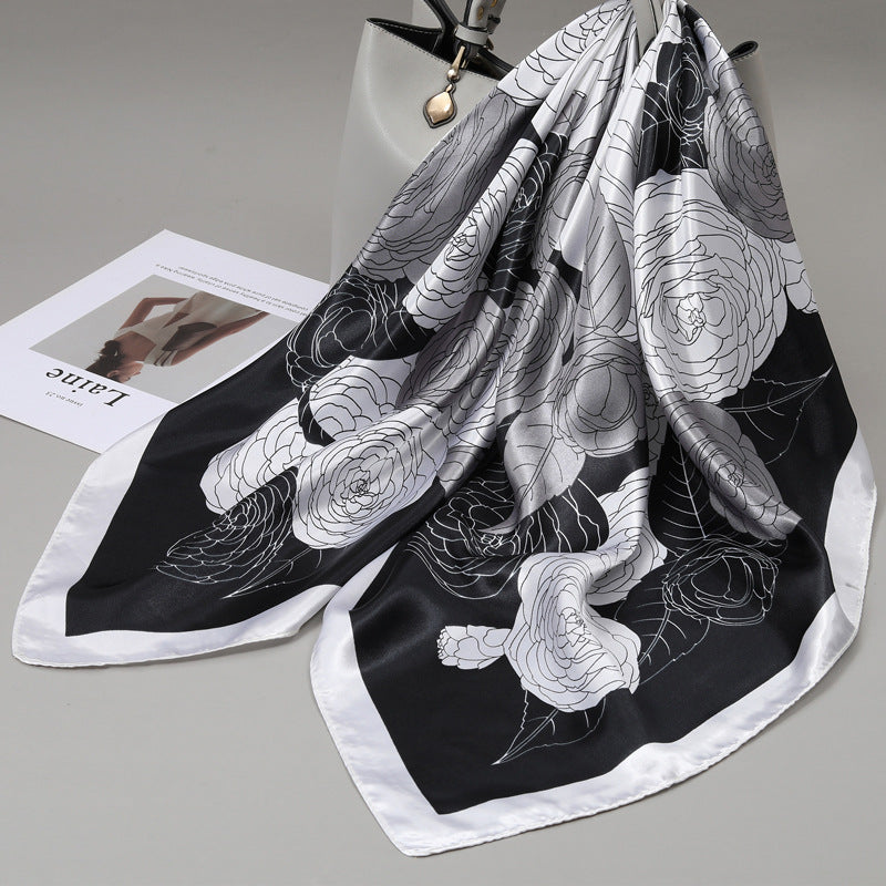 Retro Cashew Pattern Silk Scarf, Large Square Scarf for Women