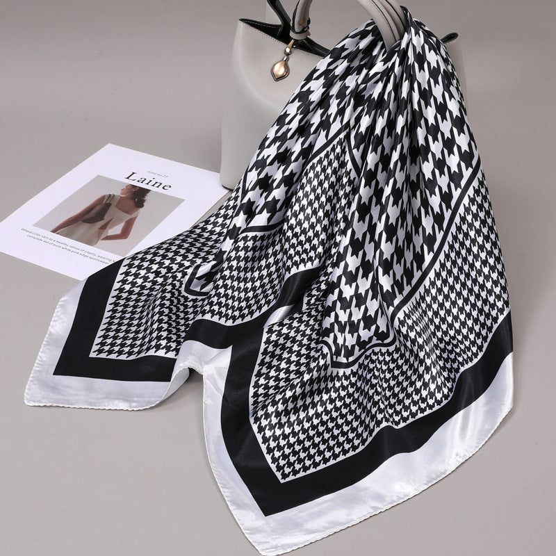 Retro Cashew Pattern Silk Scarf, Large Square Scarf for Women