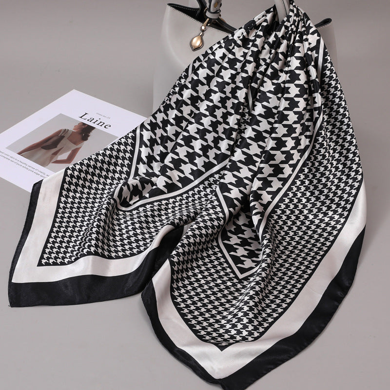 Retro Cashew Pattern Silk Scarf, Large Square Scarf for Women