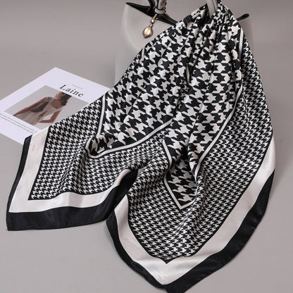 Retro Cashew Pattern Silk Scarf, Large Square Scarf for Women