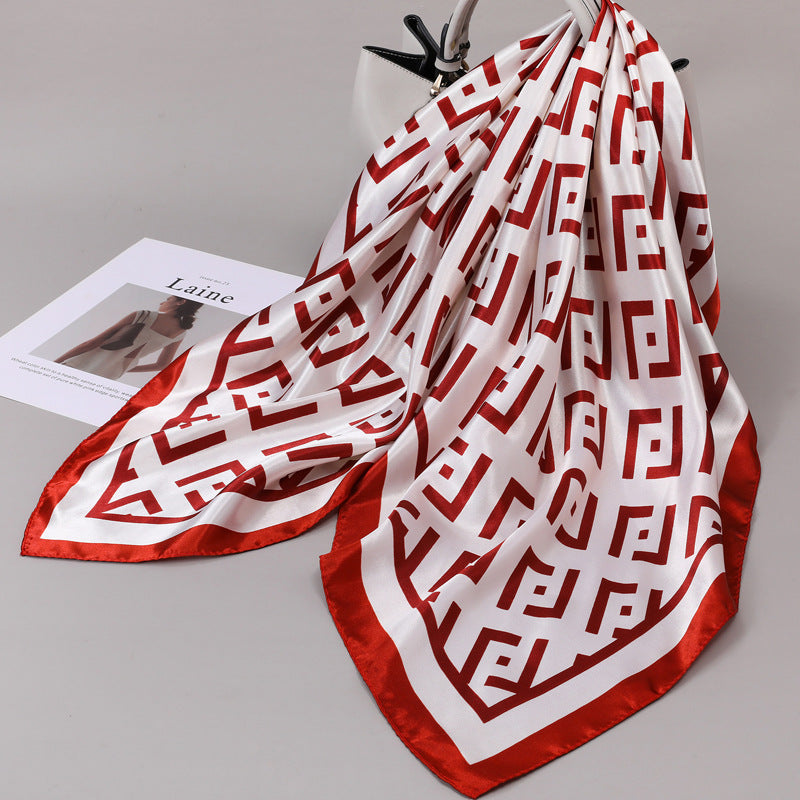Retro Cashew Pattern Silk Scarf, Large Square Scarf for Women