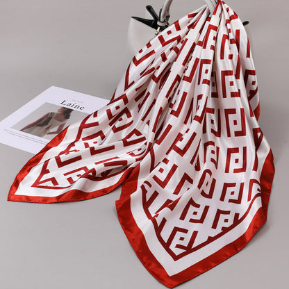 Retro Cashew Pattern Silk Scarf, Large Square Scarf for Women