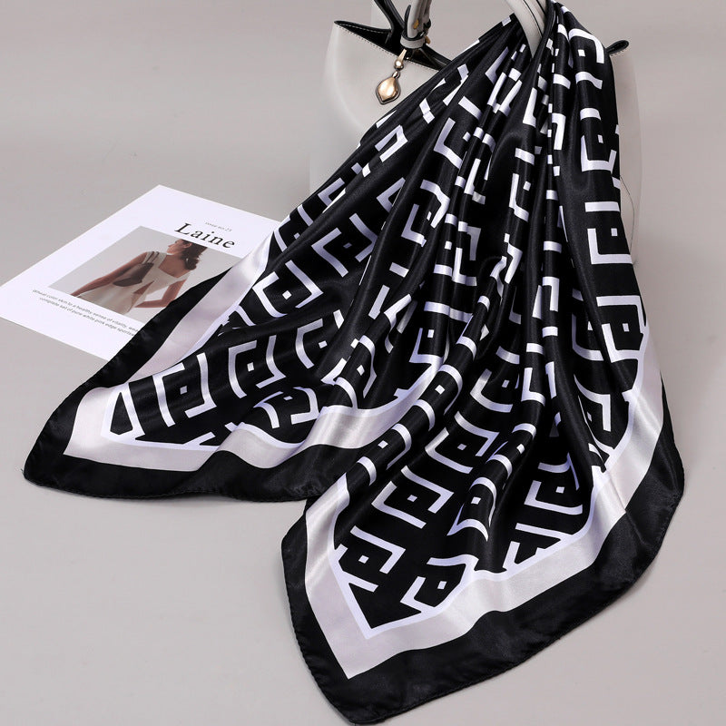 Retro Cashew Pattern Silk Scarf, Large Square Scarf for Women