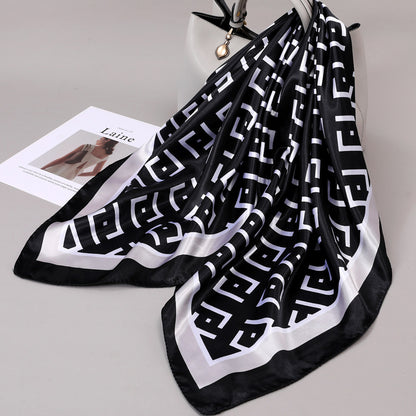Retro Cashew Pattern Silk Scarf, Large Square Scarf for Women