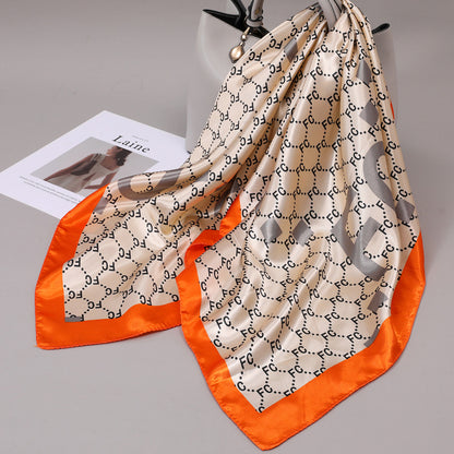 Retro Cashew Pattern Silk Scarf, Large Square Scarf for Women