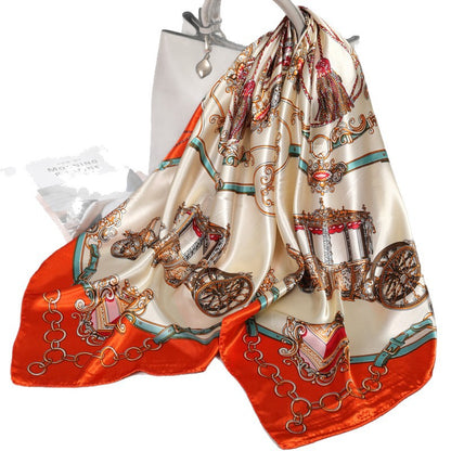Retro Cashew Pattern Silk Scarf, Large Square Scarf for Women