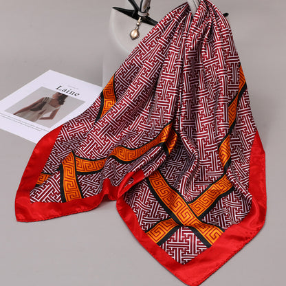Retro Cashew Pattern Silk Scarf, Large Square Scarf for Women
