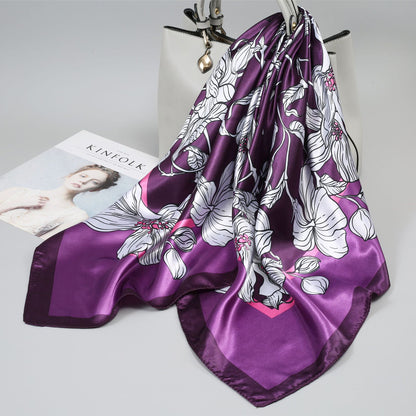 Retro Cashew Pattern Silk Scarf, Large Square Scarf for Women