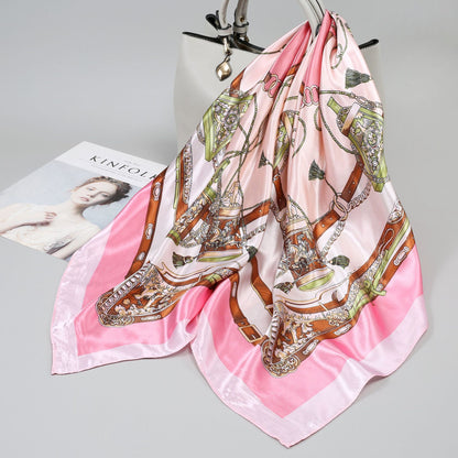 Retro Cashew Pattern Silk Scarf, Large Square Scarf for Women