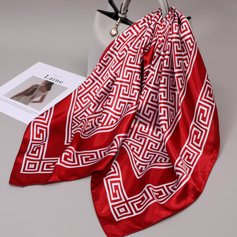 Retro Cashew Pattern Silk Scarf, Large Square Scarf for Women
