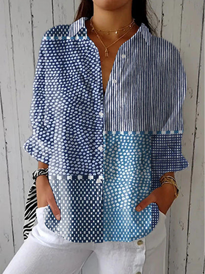 Retro Cat Print Shirt and Pants Set with Scarf