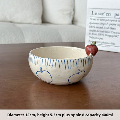 Retro Ceramic Dessert Bowl and Plate Set