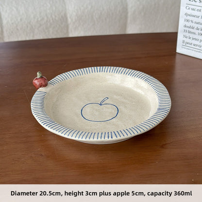 Retro Ceramic Dessert Bowl and Plate Set