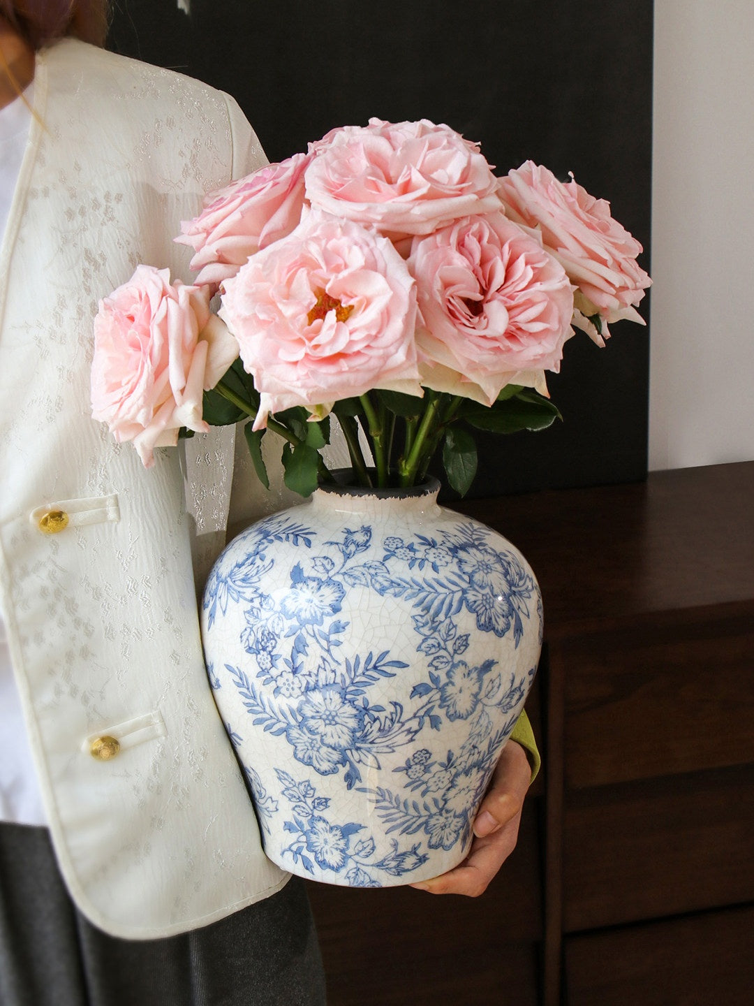 Retro Ceramic Peony Vase