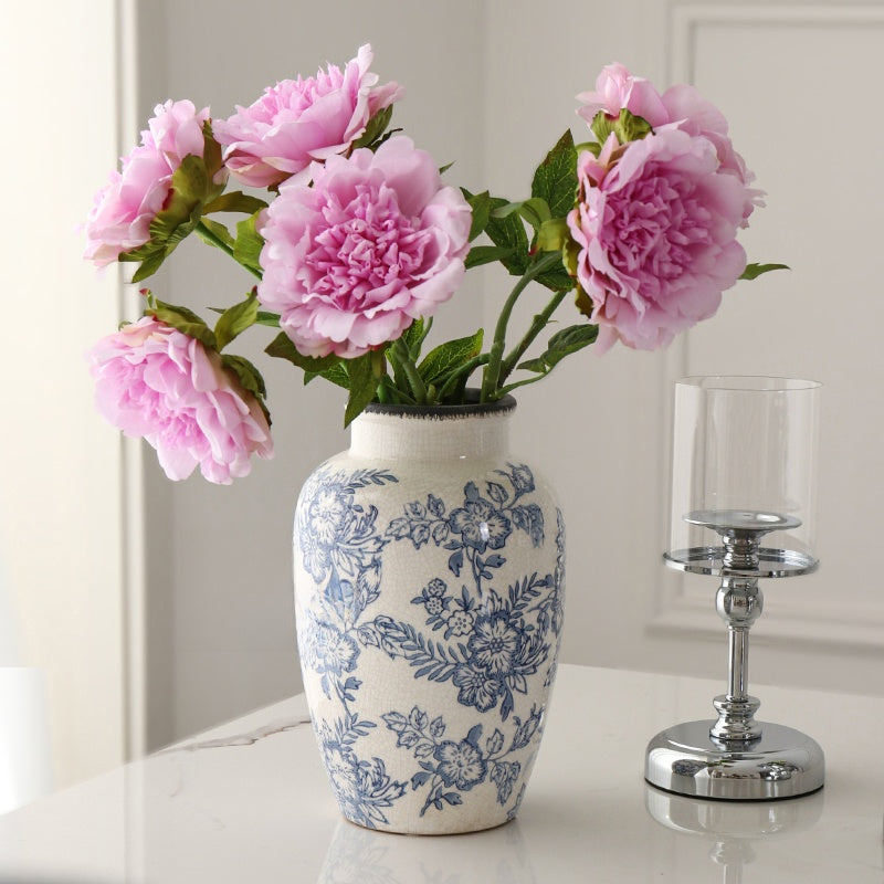 Retro Ceramic Peony Vase