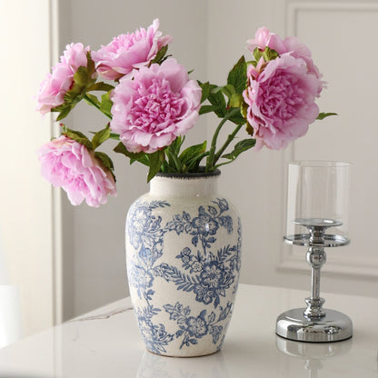 Retro Ceramic Peony Vase