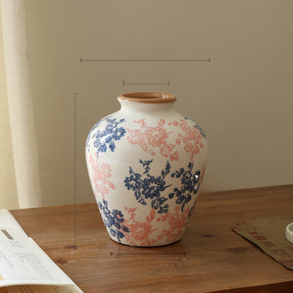 Retro Ceramic Peony Vase