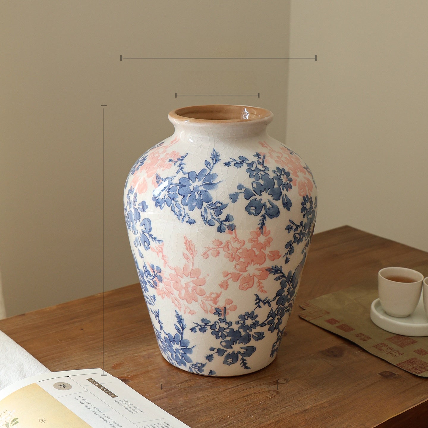 Retro Ceramic Peony Vase