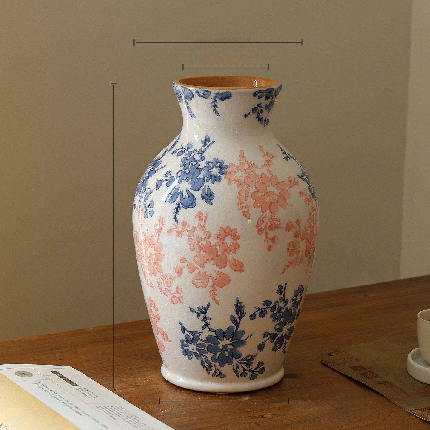 Retro Ceramic Peony Vase