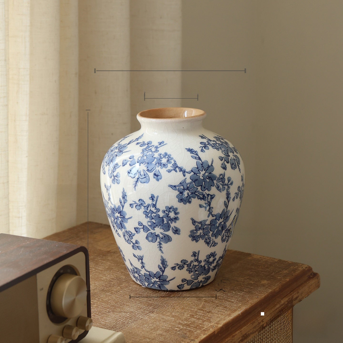 Retro Ceramic Peony Vase