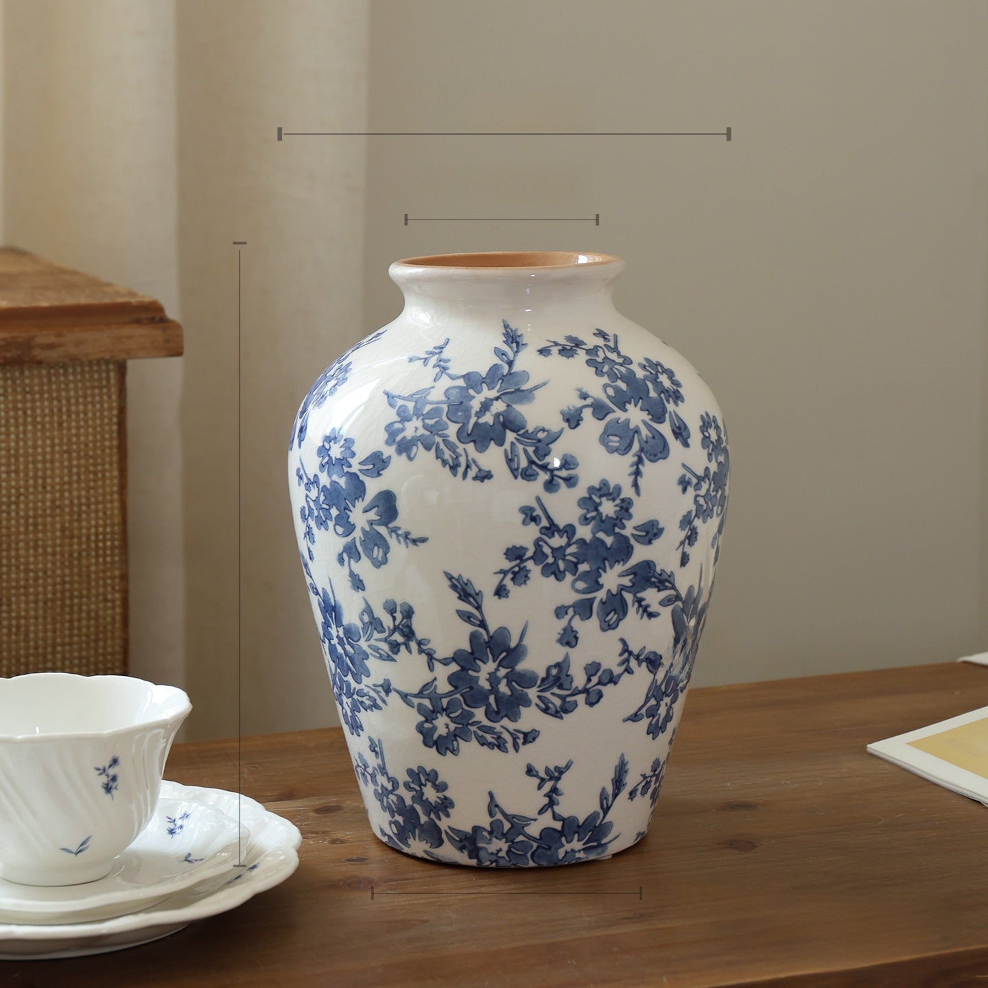 Retro Ceramic Peony Vase