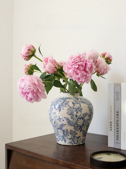 Retro Ceramic Peony Vase