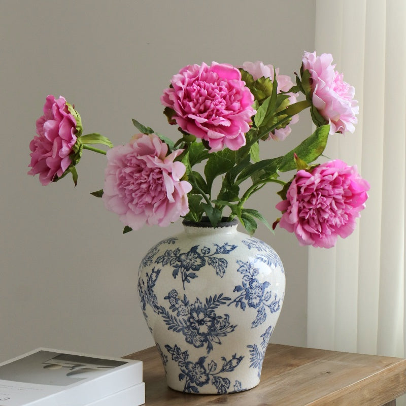 Retro Ceramic Peony Vase