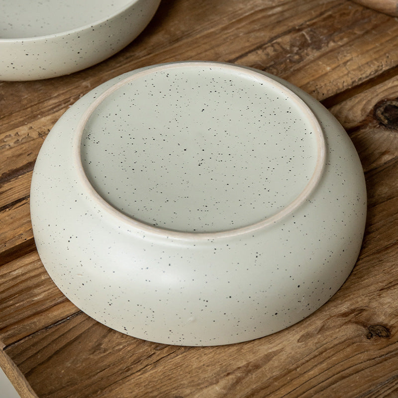 Retro Ceramic Salad Bowl with Sesame Glaze
