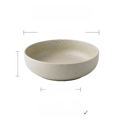 Retro Ceramic Salad Bowl with Sesame Glaze