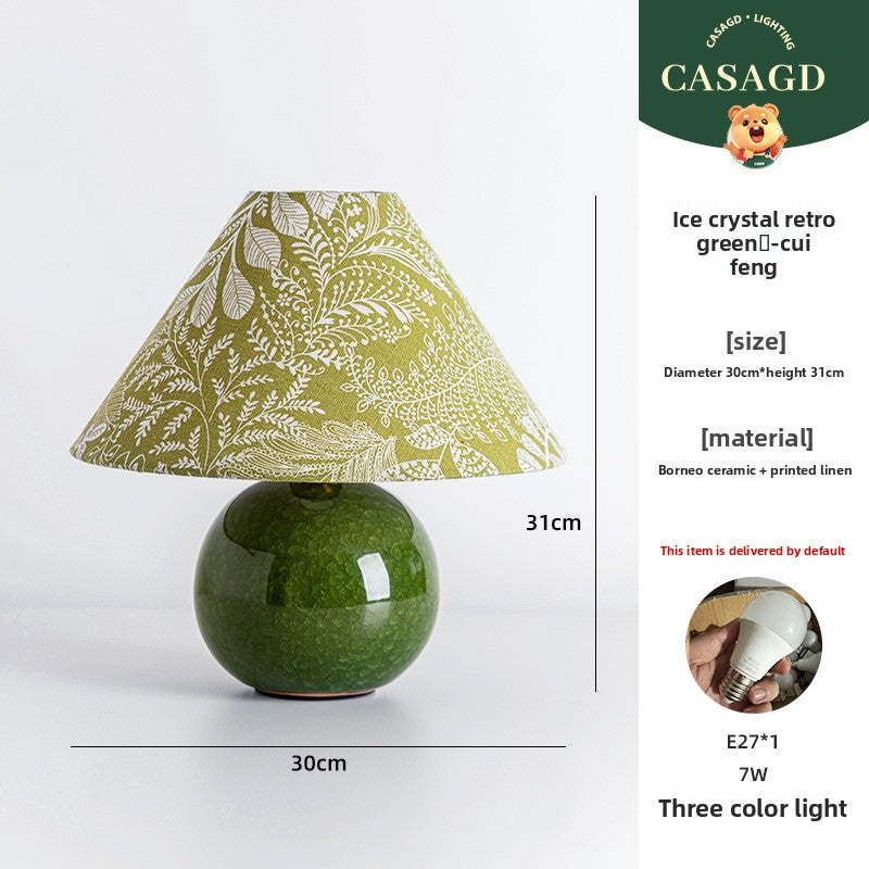 Retro Ceramic Table Lamp with Three-Color Light
