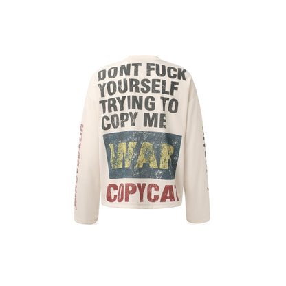 Retro Character Print Waffle Long Sleeve T-shirt