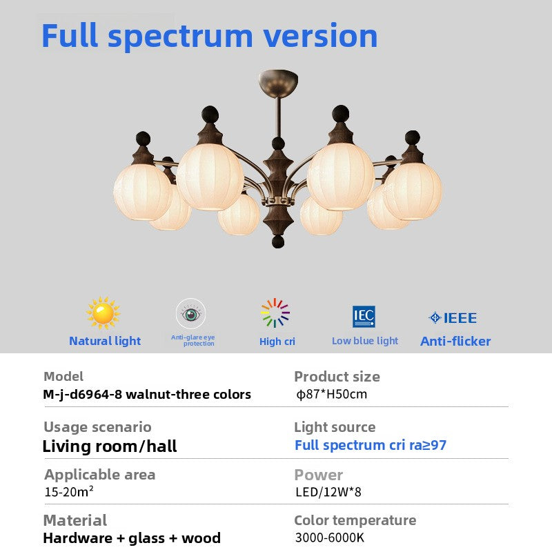 Retro Chinese Style LED Chandelier with Smart Dimming