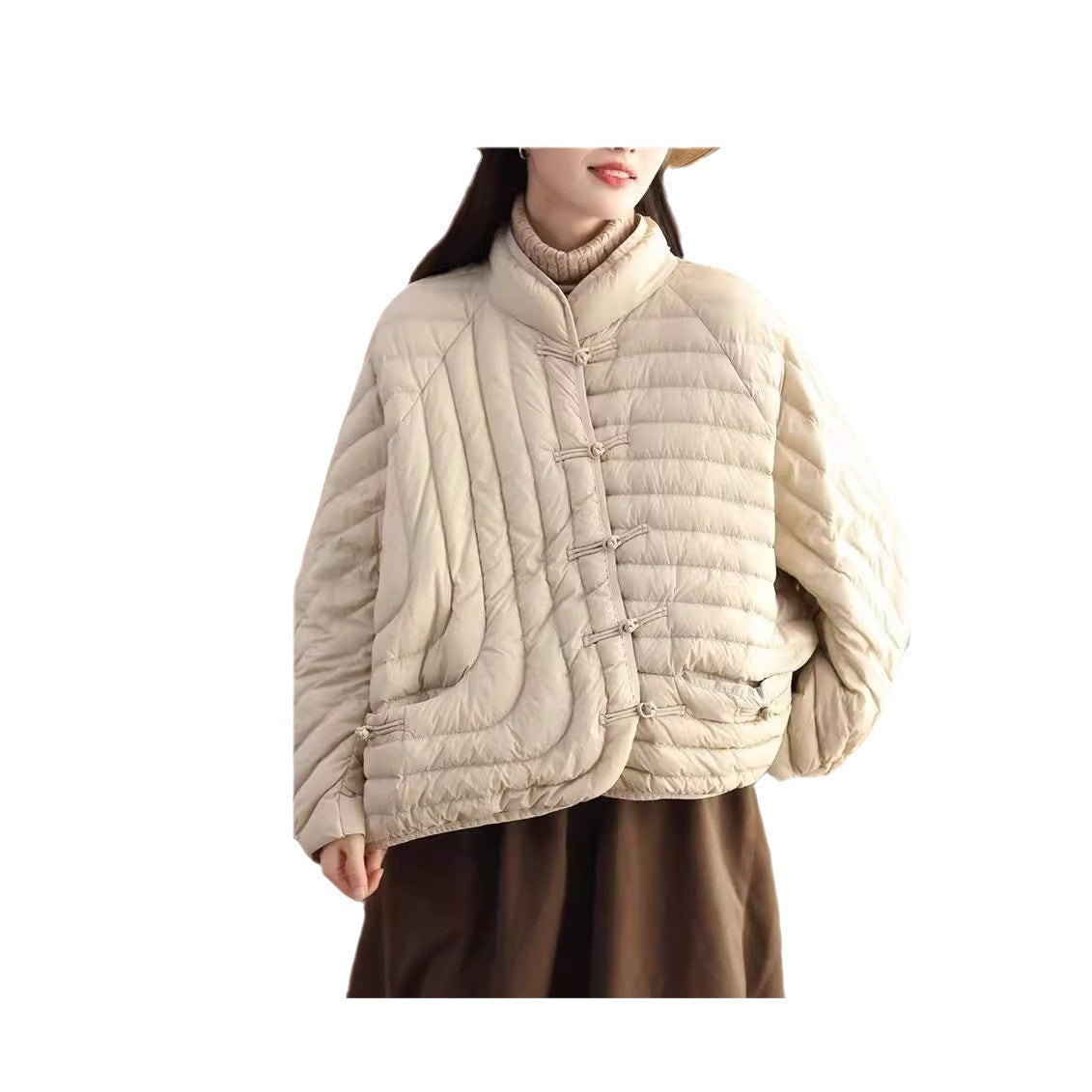 Retro Chinese Style Light Down Jacket Women's Short Loose Fit