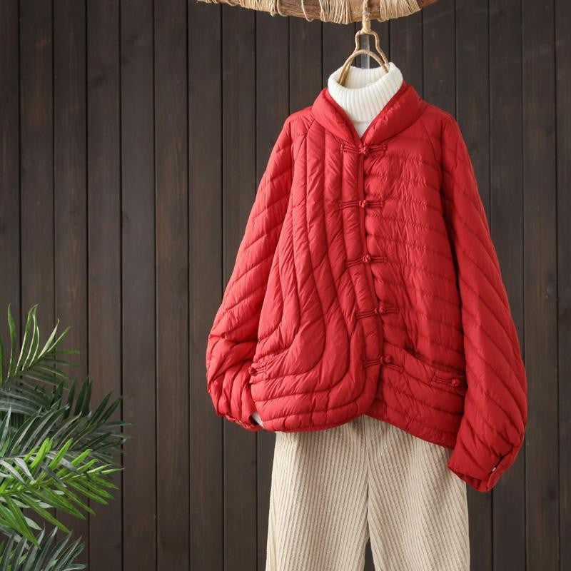 Retro Chinese Style Light Down Jacket Women's Short Loose Fit