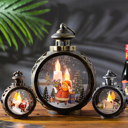 Retro Christmas LED Hanging Decorations with Santa and Snowman Designs