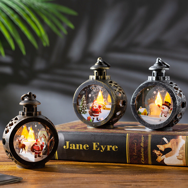 Retro Christmas LED Hanging Decorations with Santa and Snowman Designs
