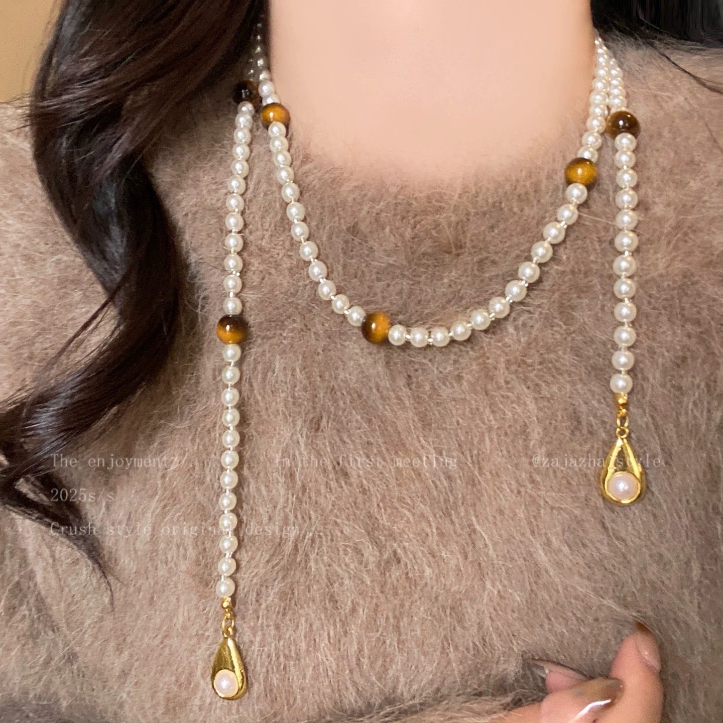Retro Coffee Color Beaded Necklace