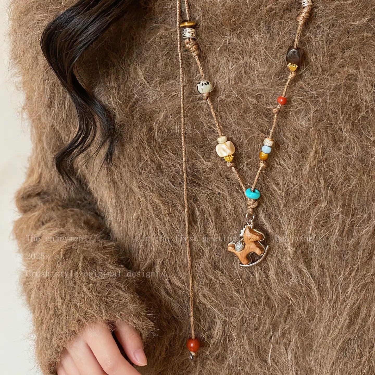 Retro Coffee Color Beaded Necklace