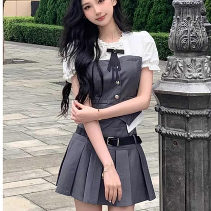 Retro College Style Women's Two-Piece Set