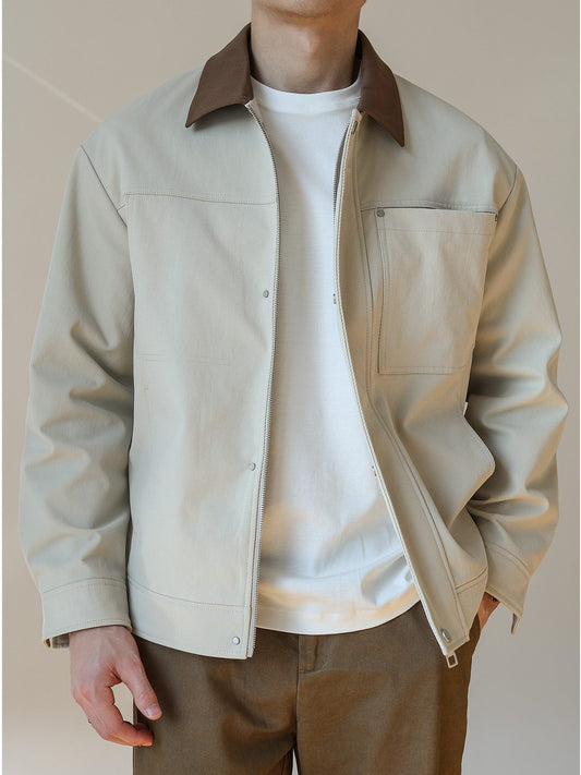 Retro Color Block Lapel Jacket