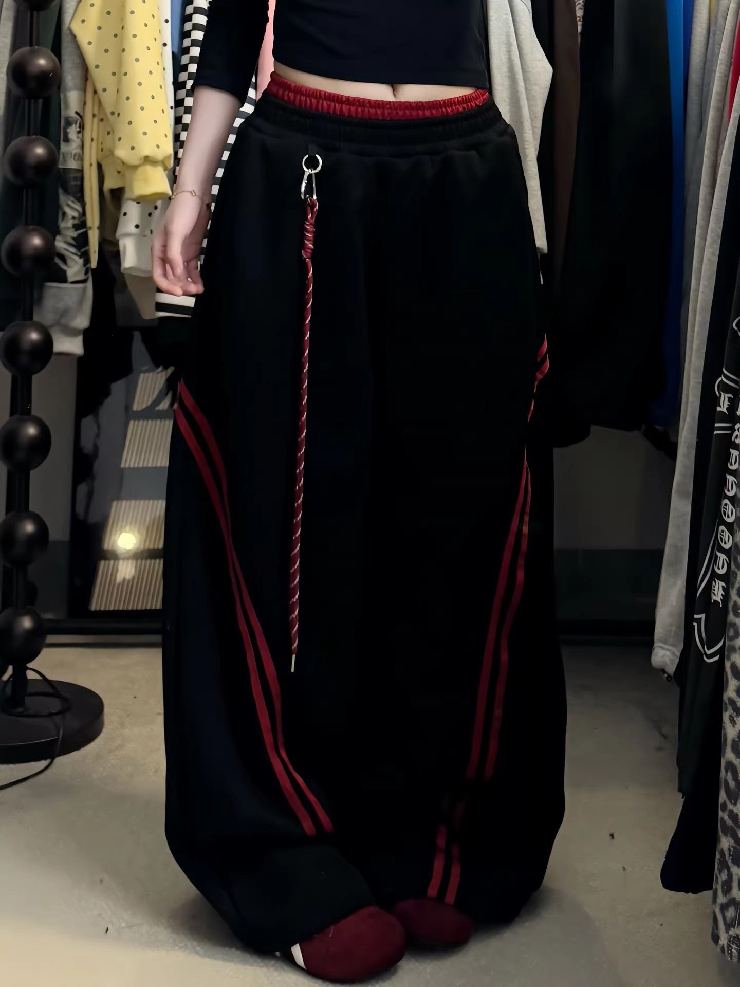 Retro Color Block Wide Leg Pants