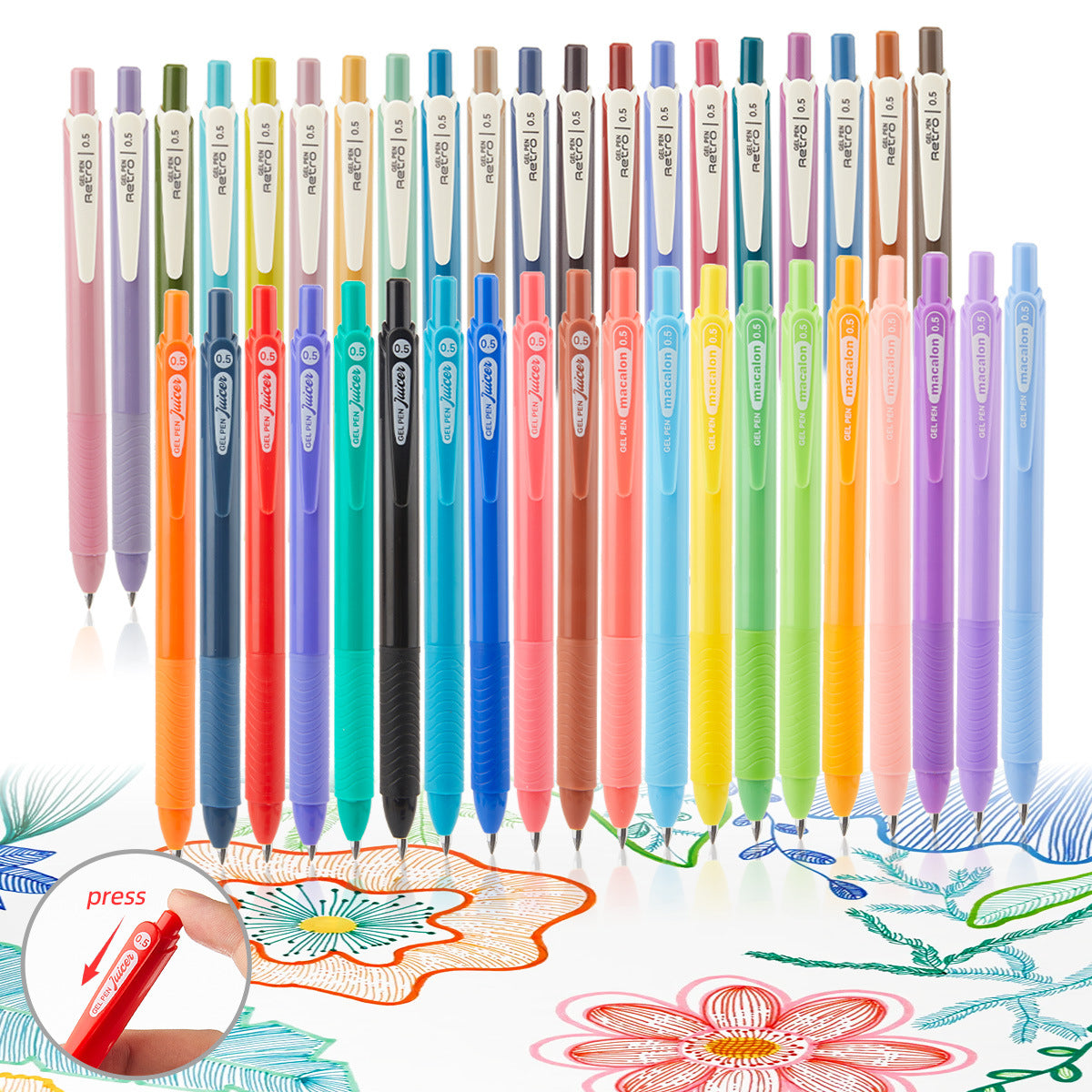 Retro Color Gel Pens for Writing and Sketching