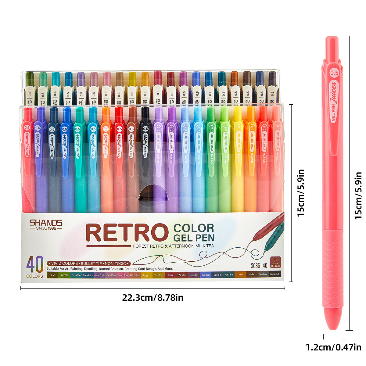 Retro Color Gel Pens for Writing and Sketching