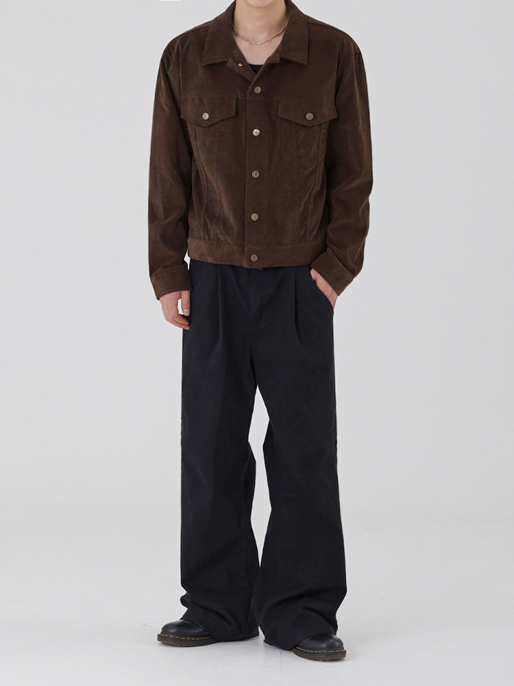 Retro Corduroy Lapel Jacket for Men