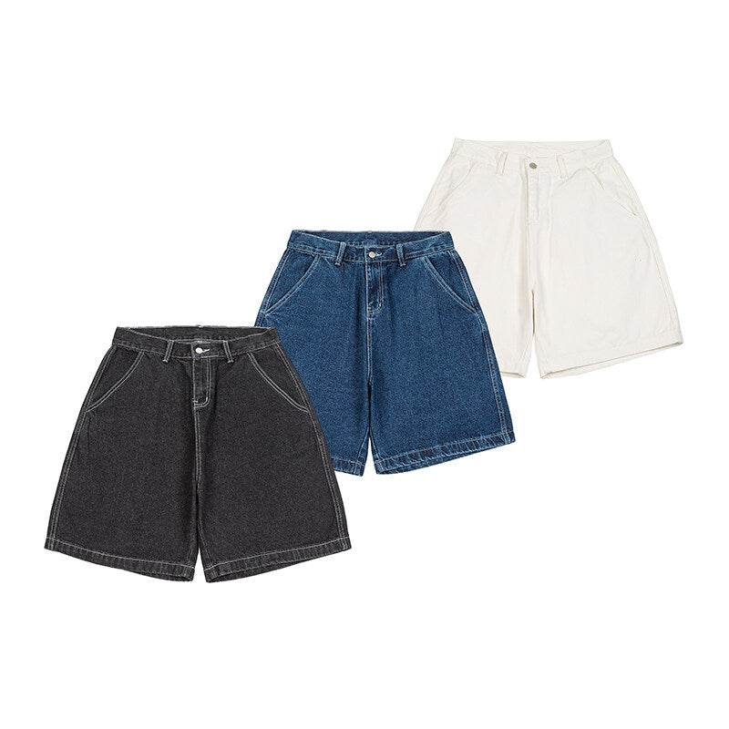 Retro Cotton Denim Shorts