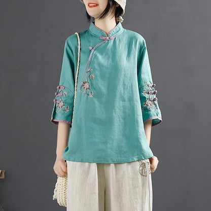 Retro cotton-linen shirt