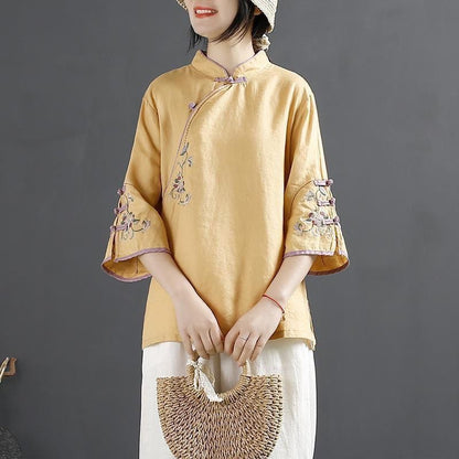 Retro cotton-linen shirt