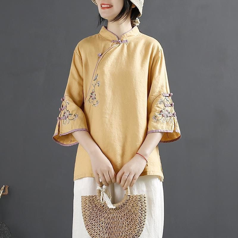 Retro cotton-linen shirt